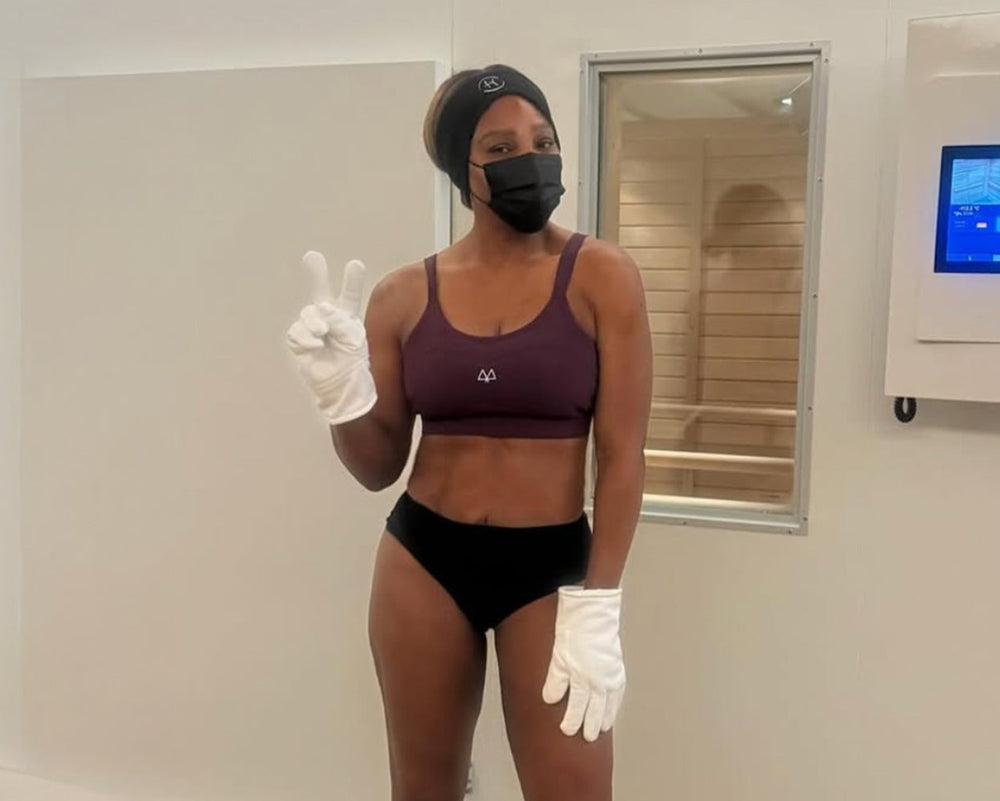 Serena Williams wearing a MAAREE sports bra